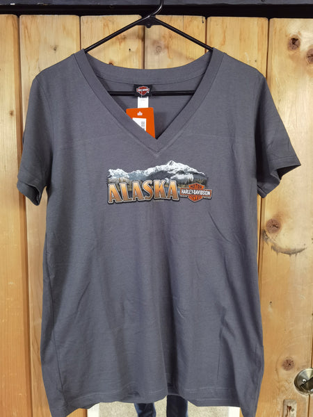 WMNS DENALI MOUNTAINS - SHORT SLEEVE VNECK - GREY