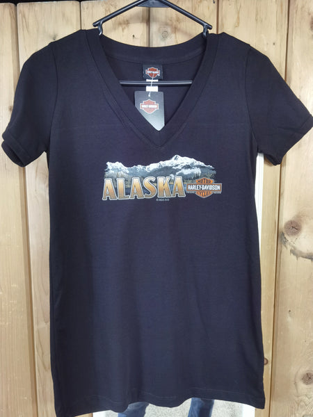 WMNS DENALI MOUNTAINS - SHORT SLEEVE VNECK - BLACK