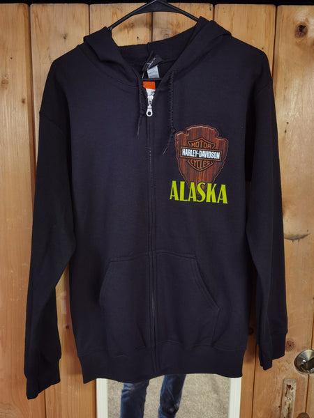 DENALI PARK SIGN ZIP HOODIE - BLACK