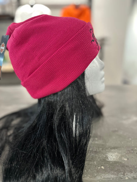 Custom Harley-Davidson Cuffed Text Beanie - Hot Pink
