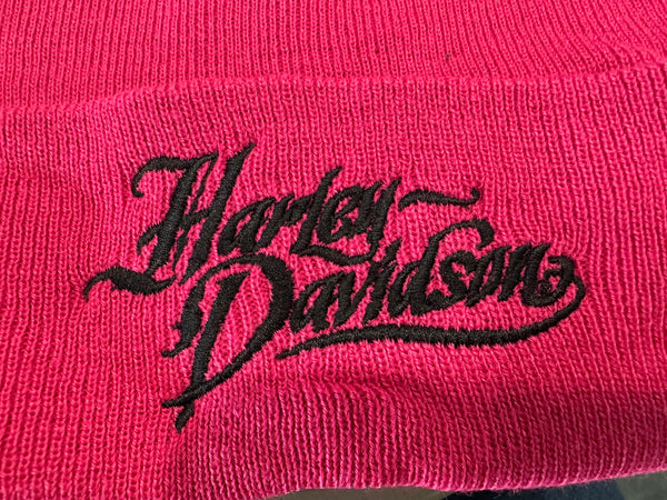 Custom Harley-Davidson Cuffed Text Beanie - Hot Pink
